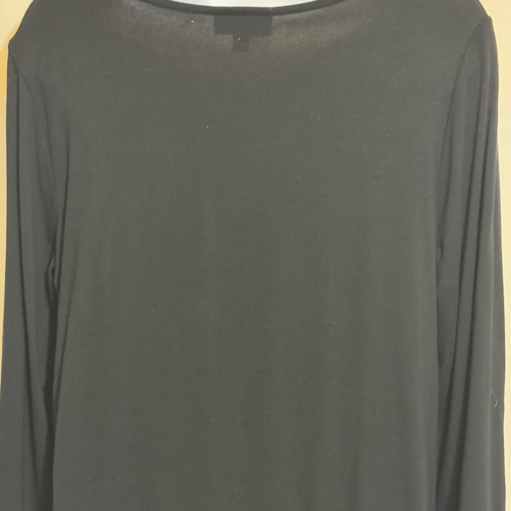 H-161 JM Collection Black Embellished Tie Front Long Sleeve Pullover Blouse - Picture 11 of 14